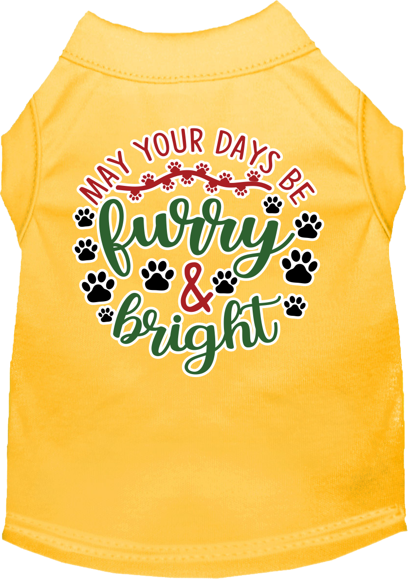 Furry and Bright Screen Print Dog Shirt Yellow Size LG